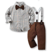 Conjunto de Niños de Estilo Coreano para Otoño Camisa de Algodón a Rayas de Varios Colores con Pantalones de Tirantes Moda de Playa para Mujeres - details 0