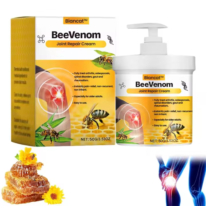 Crema reparadora de terapia para articulaciones y huesos, crema de veneno de abeja Biancat para artritis, alivio eficaz para espalda, cuello, manos y rodillas (1 botella) - 1