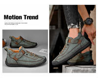 Zapatos de cuero de moda para hombres populares herramientas al aire libre costura retro media y alta parte superior de la moda casual zapatos de cuero de los hombres zapatos casuales. - details 14