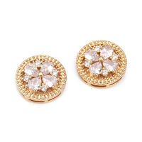 Alta calidad, latón de Color oro de 18K y circonita, botones redondos para ropa, fabricación de joyas, accesorios Diy - details 9