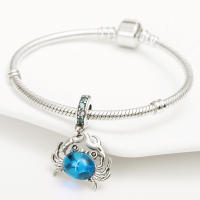 Cuentas de Joyería de Plata Esterlina 925 en Forma de Cangrejo Azul para Mujeres Apto para Pulseras de 3mm Joyería de Moda 2022 - details 3