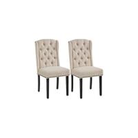 Juego de 2 Sillas de Comedor Silla Acolchada con Respaldo Alto Patas de Madera Silla Tela para Comedor Cocina Gris Oscuro - details 8