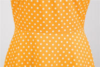 Vestido midi de línea A informal y elegante con cuello y manga corta para fiesta de lunares de verano para mujer - details 26