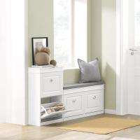 Estrecho Recibidor Estanterias Almacenaje Organizador para Zapatos Blanco 54 x 24 x 83 cm FSR78-W ES - details 6