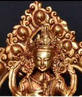 Vajrasattva Nepal hecho a mano tibetano tántrico cobre puro dorado adoración del hogar estatua de Buda adorno de práctica - details 5