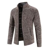 Suéter de punto con cuello abierto para hombre, abrigo de lana con cremallera de Color sólido adelgazante, Top para hombre - details 14