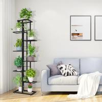 Soporte de Metal para Plantas de 8 Niveles Estante de Almacenamiento para Macetas en Gris Oscuro y Plateado Organizador de Almacenamiento para Interior y Exterior - details 3