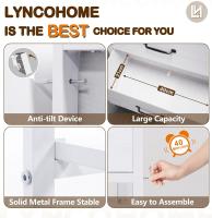 Cómoda con 6 cajones de tela, cómoda de dormitorio blanca, mueble de almacenamiento, muebles de dormitorio, cómoda para cocina, oficina, pasillo, mueble de TV con cajones - details 22