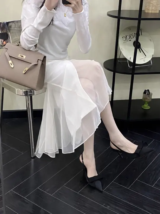 Stiletto tacones altos bolsa francesa cabeza sandalias zapatos de hadas nuevo temperamento arco puntiagudo solo zapatos - 1