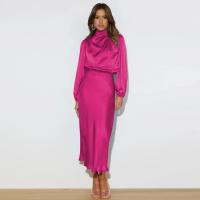 Primavera Verano nuevo vestido de manga larga de satén de gama alta vestido de noche elegante para mujer ropa de fiesta vestidos de celebridades - details 33