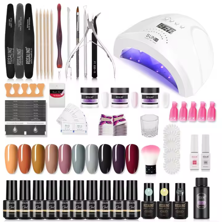 ROSALIND-Juego de manicura, Kit de esmalte de uñas en Gel, pinzas para cutículas, herramientas profesionales de Arte de uñas de acero inoxidable con lámpara - 1