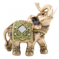 S M L Feng Shui latón Color resina elegante elefante tronco estatua riqueza suerte estatuilla decoración del hogar regalo - details 3