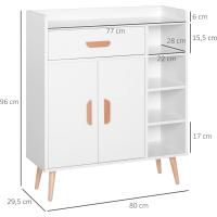 Aparador Buffet Armario Gabinete Consola Mueble Multiusos de Comedor Salón Baño Pasillo 80x29.5x96cm - details 2