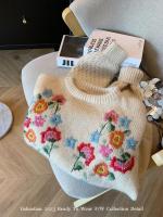 Encaje de Cashmere Harajuku Pullover Floral con Mangas para Mujer Talla Grande Coreana - details 1