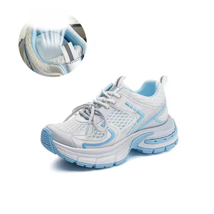 Zapatos de papá de cuero inferior de película de succión nuevos zapatos deportivos de aumento de suela gruesa zapatos de mujer transpirables de malla casual - 1