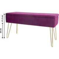 Terciopelo (Rectangular, con Espacio de Almacenamiento, Patas de Metal, Baya), Mezcla de poliéster, - details 3