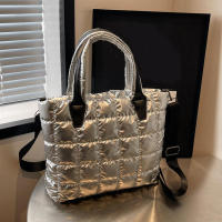 Bolso bandolera de gran capacidad con hombro acolchado de nailon para mujer Color sólido - details 1