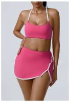 Conjunto de dos piezas de sujetador y pantalones cortos de entrenamiento de yoga, conjunto deportivo de mujer Fiess yoga Tre elástico de retales - details 14