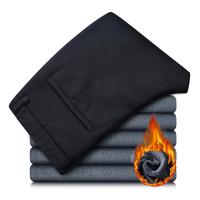 Pantalones informales de invierno para hombre, pantalones cálidos de felpa de estilo clásico para negocios, pantalones de piel gruesa Regular, pantalones formales rectos elásticos de lana para hombre - details 11