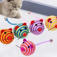 Juguete de nailon a rayas para gato, bola redonda de ratón con campana, juguete interactivo para masticar, productos para mascotas - details 0
