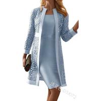 2025 nuevo vestido cárdigan de encaje de color para mujer con dos abrigos - details 2