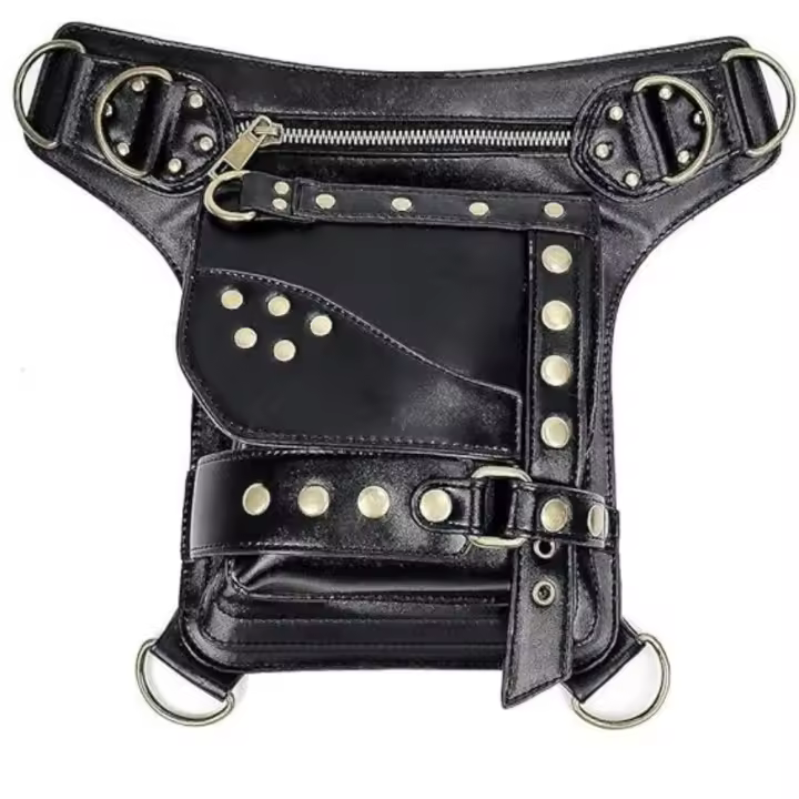 Verde Steampunk Cintura Bolsa Fanny Pack Cuero Gótico Hombre - 1