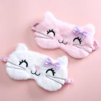 Lindo gato suave dormir cubierta de ojos máscara Animal tela de felpa venda para los ojos relajarse niñas señora para viajar en casa cuidado de los ojos - details 1