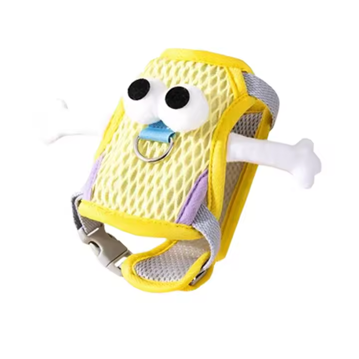 Arnés de pecho para mascotas de dibujos animados, chaleco con ojos grandes, arnés transpirable para perros, chaleco ajustable antiescape, correas de pecho para gatos, cuatro estaciones - 1