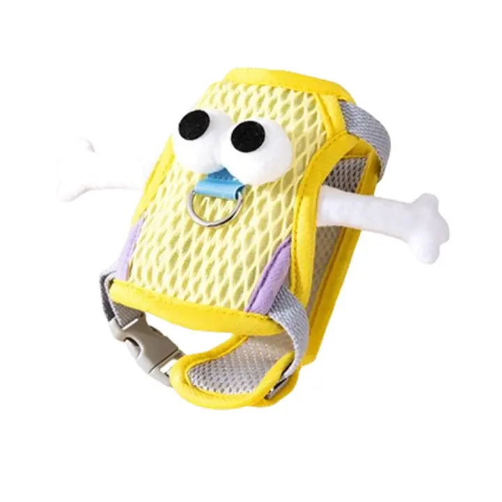 Arnés de pecho para mascotas de dibujos animados, chaleco con ojos grandes, arnés transpirable para perros, chaleco ajustable antiescape, correas de pecho para gatos, cuatro estaciones - 1