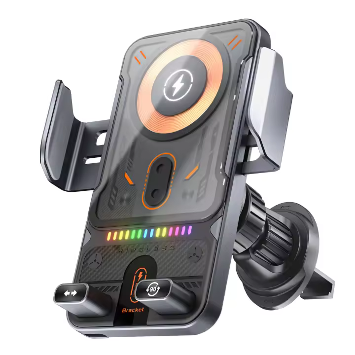 Soporte inalámbrico para teléfono de coche, soporte de teléfono de inducción infrarroja de carga rápida inalámbrica de 15W, Universal transparente para - 1