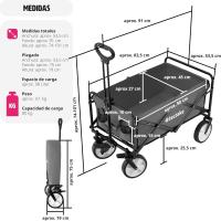 Carrito de Jardín Plegable de Acero Transporte de 80kg Carrito de Playa con Asa Telescópica - details 15