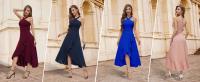 Vestido de Cóctel Tirantes al Cuello – Largo con Volantes, Elegante para Bodas/Fiestas Formales, Diseño Ajustado y Transpirable - details 14