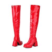 Botas hasta la rodilla de otoño e invierno, tacones súper altos, botas de cuero negro, actuación de pole dance, botas de mujer, cremallera lateral - details 13