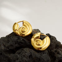 Pendientes De Estilo Geométrico Con Textura De Concha Espiral Grandes En Acero Inoxidable Joyería Impermeable Para Mujer - details 6