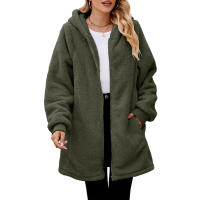 Chaqueta con cremallera y capucha de manga larga para mujer, nueva, holgada, de felpa, de invierno - details 6