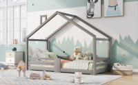 Cama infantil tipo casita con protección anticaídas en la chimenea, 90 x 200 cm, sin colchón - details 0