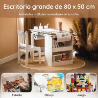 Juego de mesa infantil y 2 sillas de madera, organizador de juguetes multifuncional con 8 cestas y 1 compartimento, 87 x 50 x 50 cm - details 46