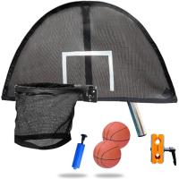 Baloncesto para cama elástica, ligero y universal con 2 piezas de mini baloncesto y bomba, fácil de montar, ajuste para poste curvo o poste recto - details 0