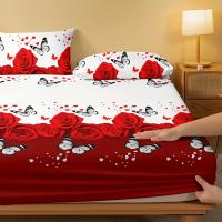 Sábana Ajustada Cepillada De 1 Pieza, Protector De Colchón Estampado De Mariposa Roja Y sin Funda De Almohada - details 4