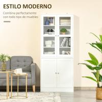 Libros 4 Puertas Estantes Ajustables Estilo Morno Oficina Dormitorio 76x40x1785 cm Blanco - details 3