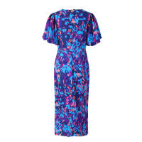 2025 Vestido de verano para mujer, azul, estampado, cuello en V, cintura sin tirantes, manga corta - details 16