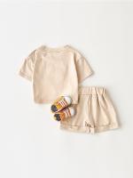 Conjunto de camiseta de verano con parche de helado para niño, versión coreana, conjunto de dos piezas con top de cuello redondo de algodón para bebé - details 3