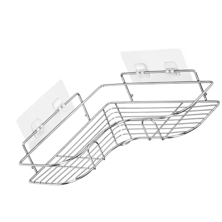 Estante de ducha de esquina, organizador de estantes de ducha con pegatinas de doble broca de 2 piezas para baño, dormitorio y cocina - 1