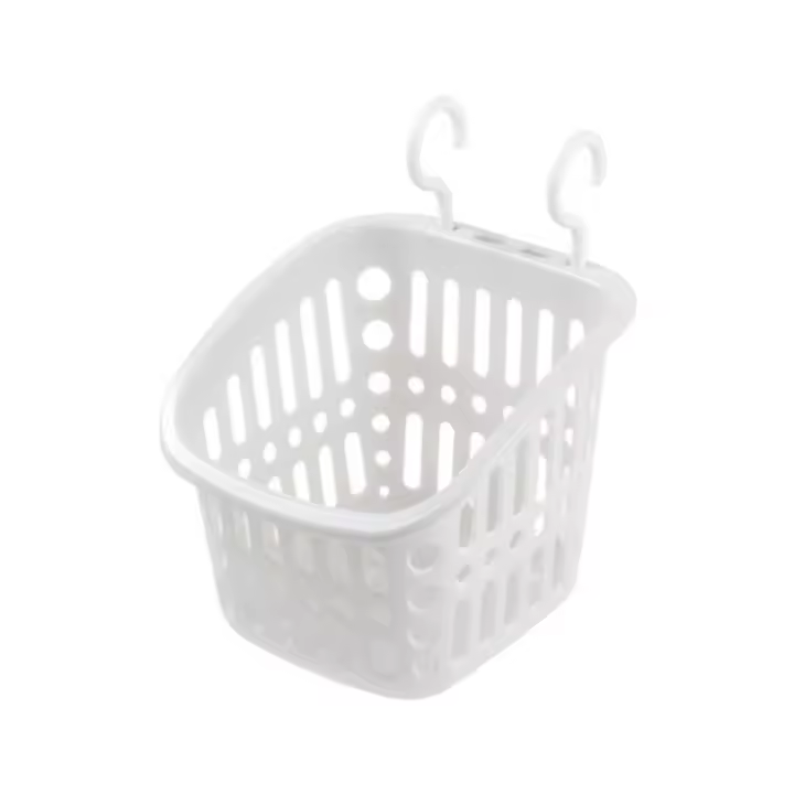 Cesta de almacenamiento colgante de plástico portátil, cesta de baño colgante estirable, cesta colgante de artículos diversos para colgar en la pared blanca, lavandería - 1
