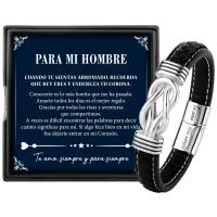 Regalos Originales para Hombre Pulsera Cuero Collar Set Hombre Plata Regalo para Hombre Regalos Padres/Abuelo Navidad Hombre Regalos San Valentin Regalos Día del Padre - details 5
