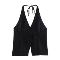 Moda para Mujer OUWU Tops de Espalda Descubierta con Un Solo Pecho Estilo Vintage con Corset sin Mangas - details 2