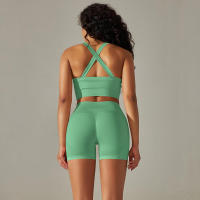 Conjunto de yoga para mujer, leggings y top de cintura alta, chándal sin costuras, tres conjuntos de entrenamiento para ropa de gimnasio - details 28