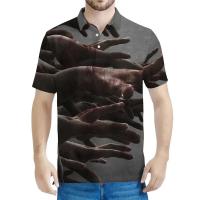 Polo con estampado 3D de dibujos animados de zombies para hombre, top Haruku de manga corta con cuello y botones, Eye of the Brain, verano - details 8