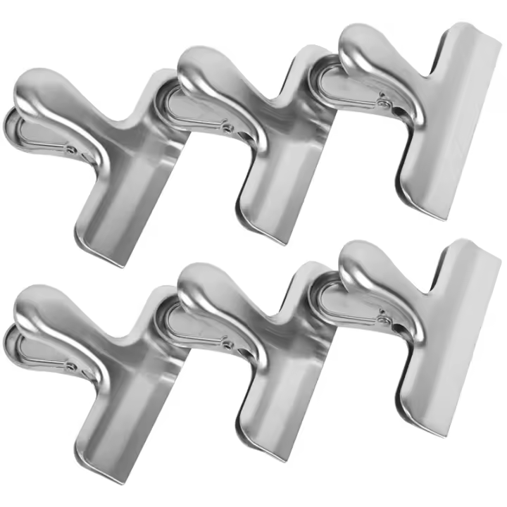 Paquete de 6 clips para bolsas, clips para chips, clips para alimentos, clip para chips de acero inoxidable, clips de cocina con sello hermético - 1