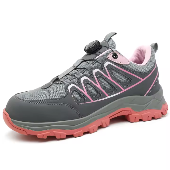 Zapatos de seguridad con botón giratorio para mujer, zapatillas de trabajo con punta de acero, zapatos indestructibles, botas de trabajo a prueba de pinchazos, zapatillas con cojín para mujer - 1